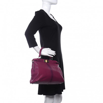 Fendi Goatskin Zucca Medium Peekaboo Iconic Satchel Ciclamino Tobacco Moro 5 of 15