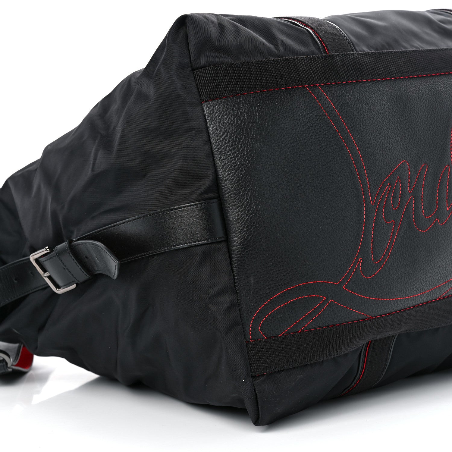Christian Louboutin Nylon Calfskin Paris Loubcity Weekender Black Gunmetal 8 of 10