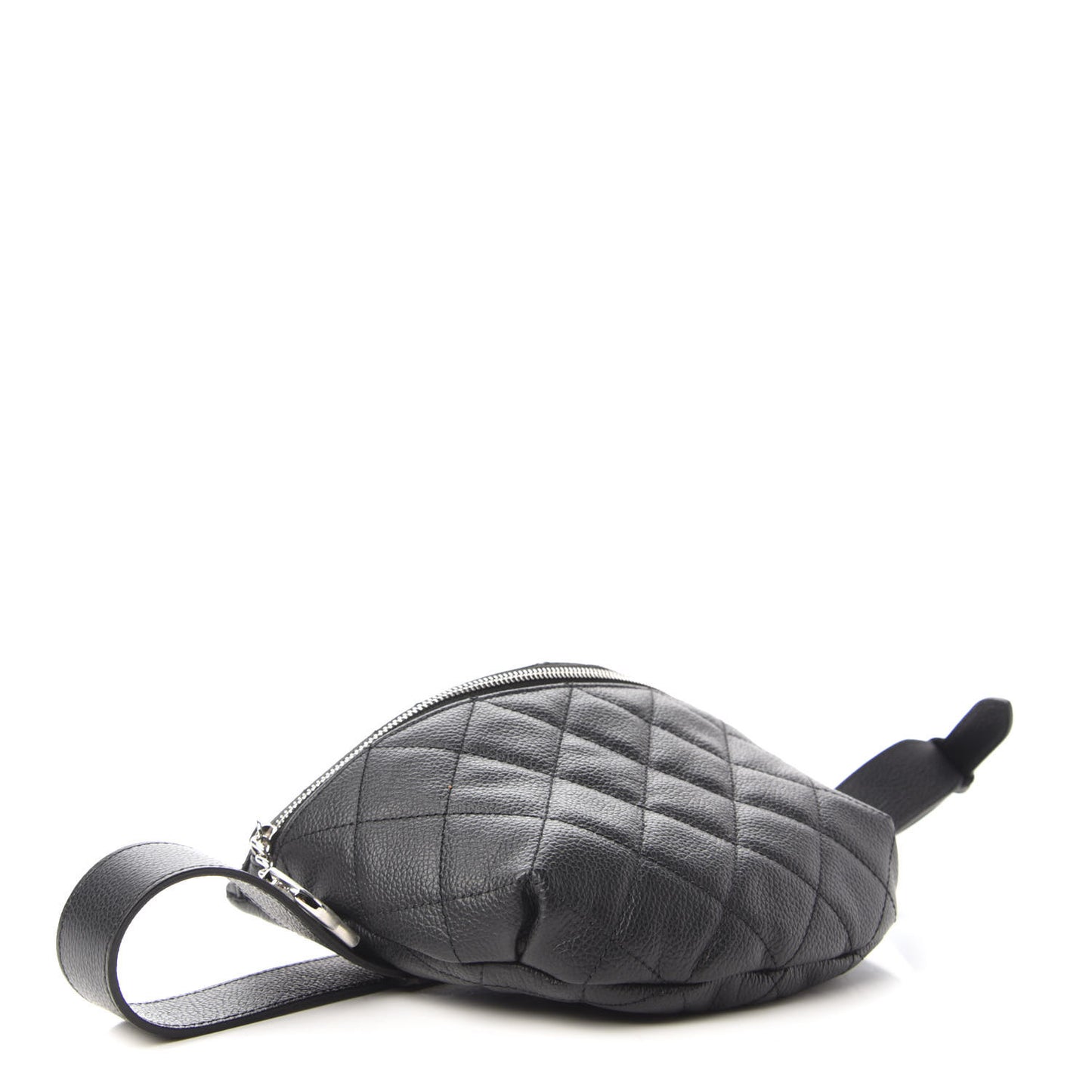 Grained Calfskin Quilted Waist Belt Bag Black