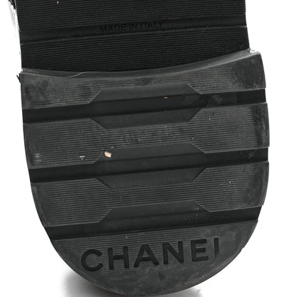 Chanel Shiny Goatskin Calfskin Quilted Lace Up Combat Boots 39 Black 7 of 10