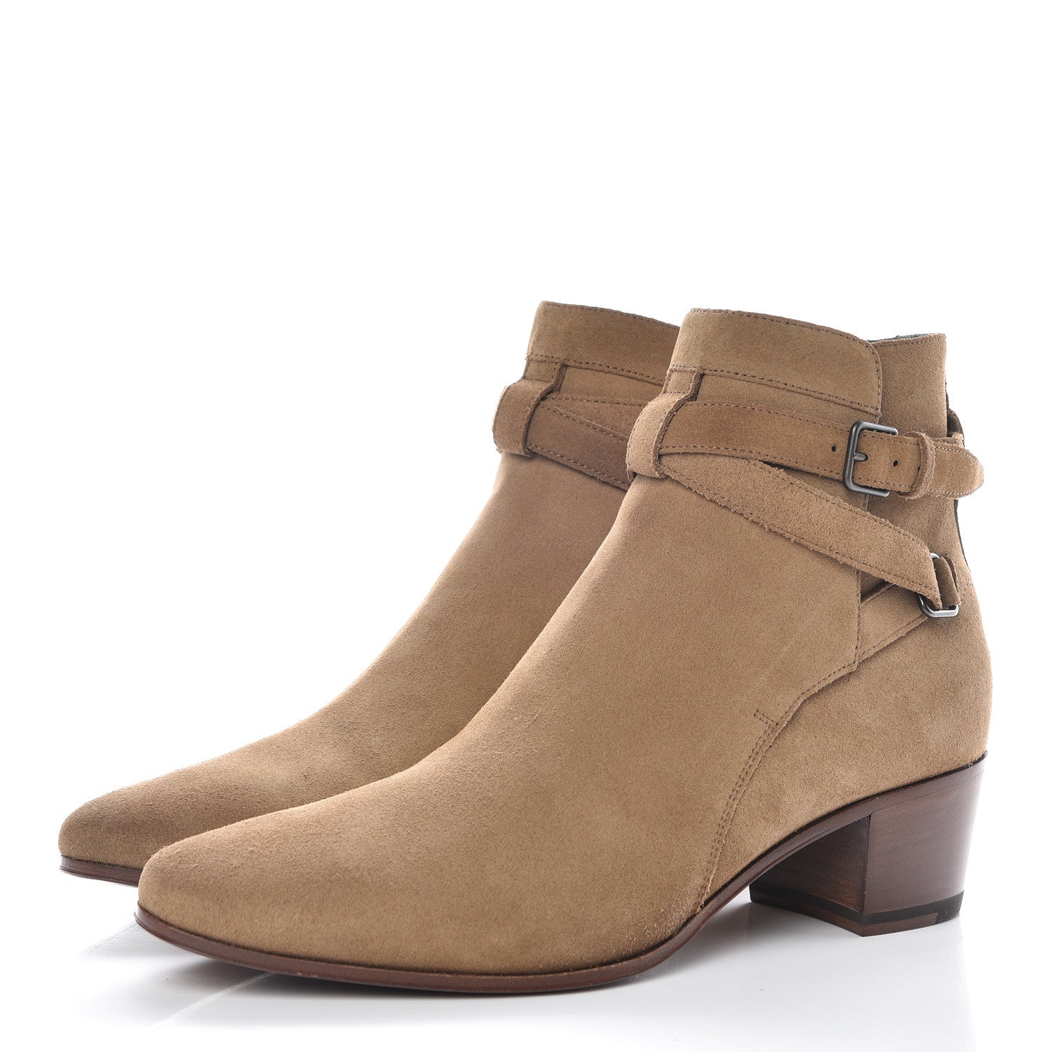 Saint Laurent Suede Womens Blake Ankle Boots 37.5 New Sigaro 3 of 9