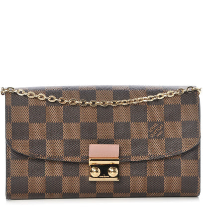 Louis Vuitton Damier Ebene Croisette Chain Wallet Rose Ballerine 1 of 8