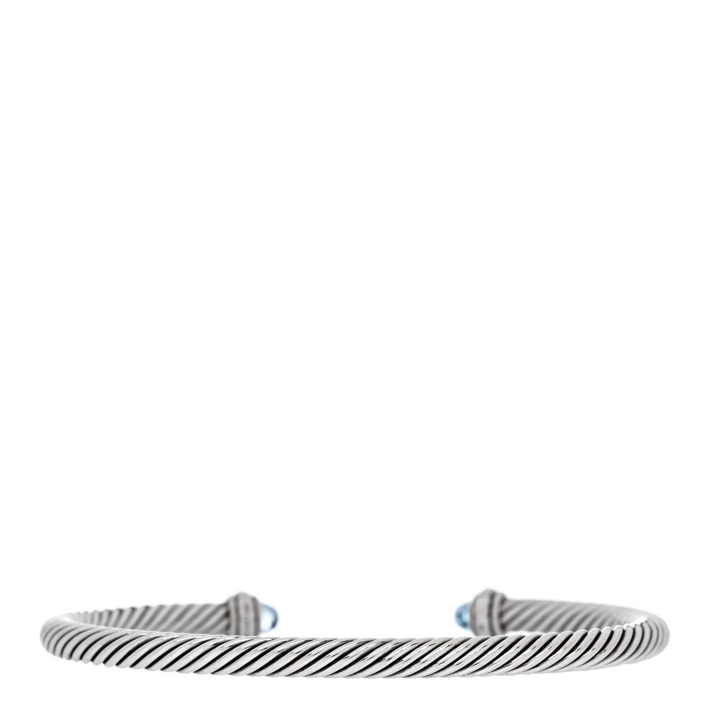 Sterling Silver 18K Yellow Gold Blue Topaz 4mm Cable Classics Bracelet