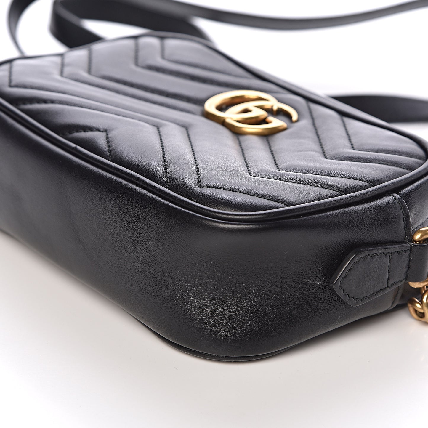 Calfskin Matelasse Mini GG Marmont Chain Shoulder Bag Black