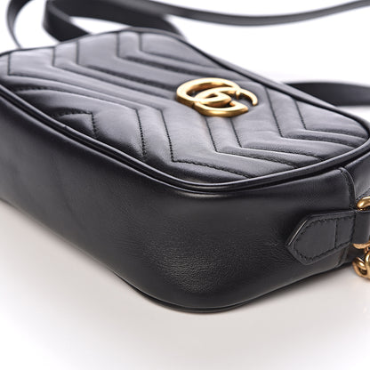 Gucci Calfskin Matelasse Mini GG Marmont Chain Shoulder Bag Black 10 of 12