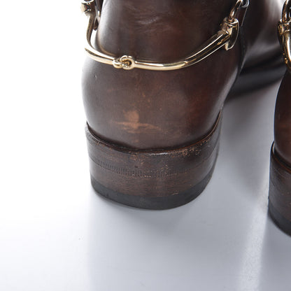Gucci Calfskin Horsebit Tall Boots 37 Brown 11 of 12