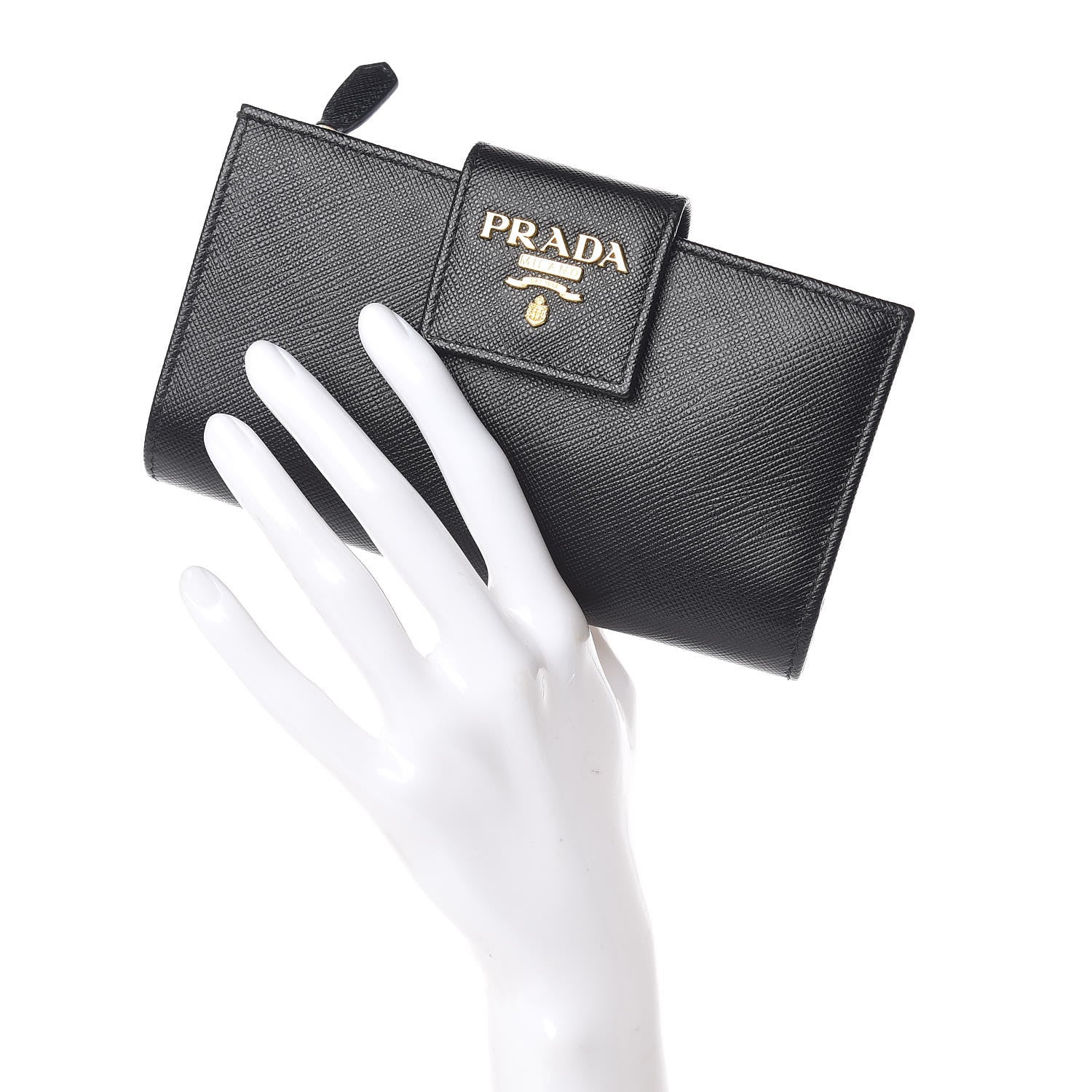 Prada Saffiano Metal Medium Wallet Black 2 of 6
