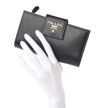 Prada Saffiano Metal Medium Wallet Black 2 of 6