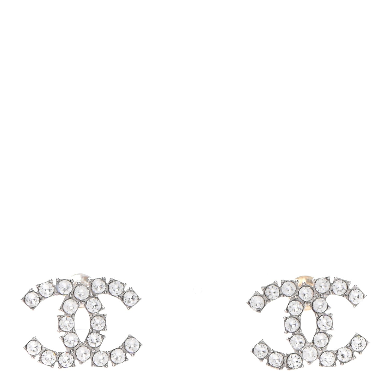 Chanel Crystal CC Earrings Silver 1 of 4