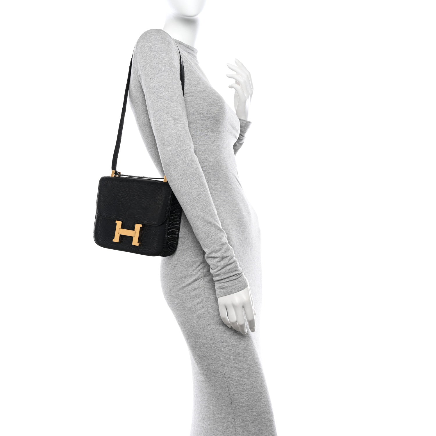 Hermes Lizard Constance 24 Black 2 of 19