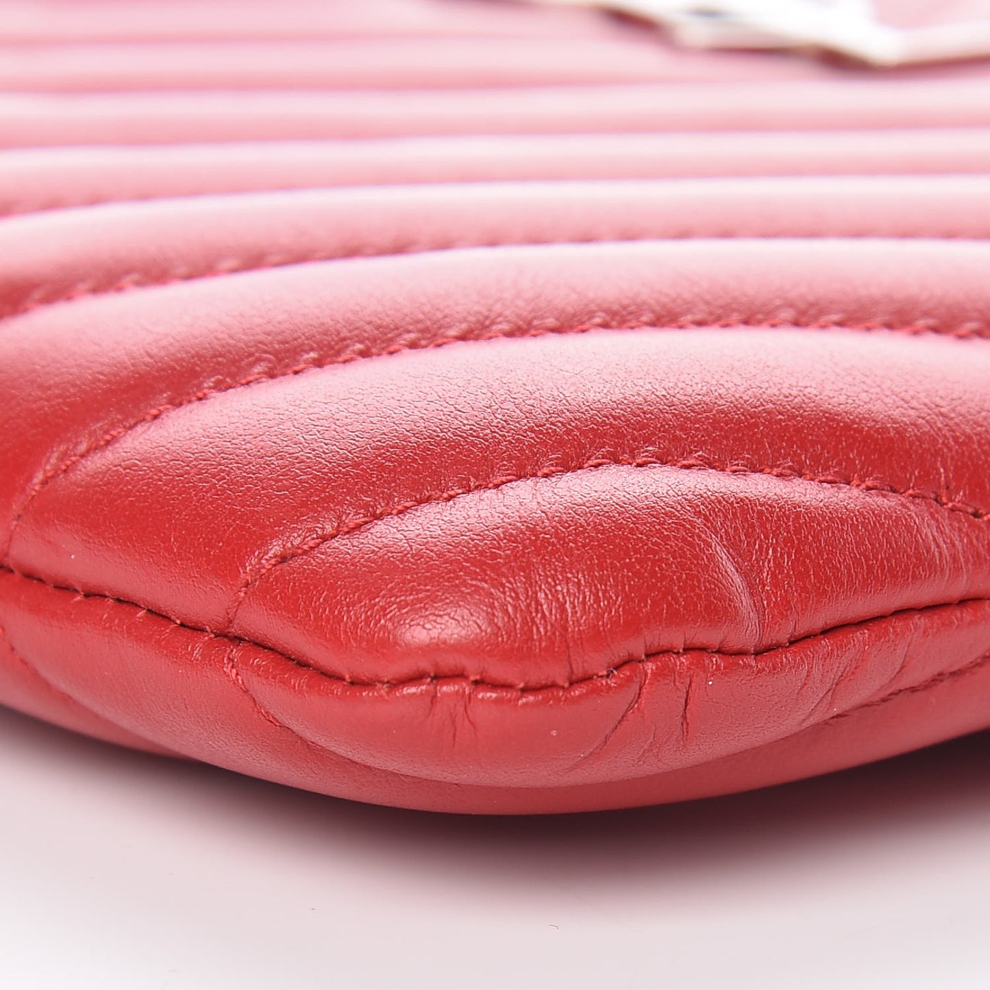 Calfskin Matelasse Chevron Monogram Pouch Red