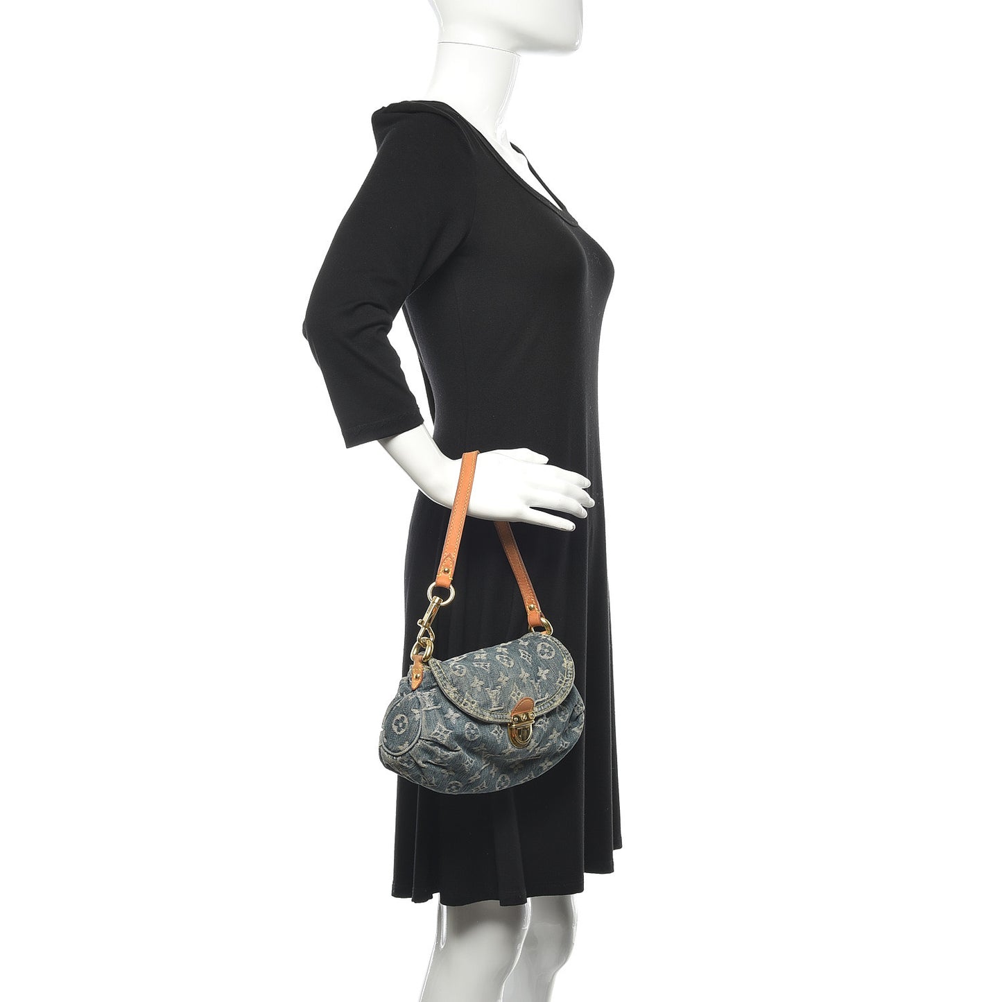 Monogram Denim Mini Pleaty Blue