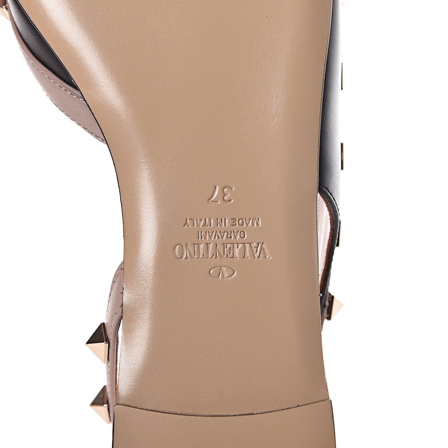 Nappa Rockstud Slingback Flats 37 Black Poudre