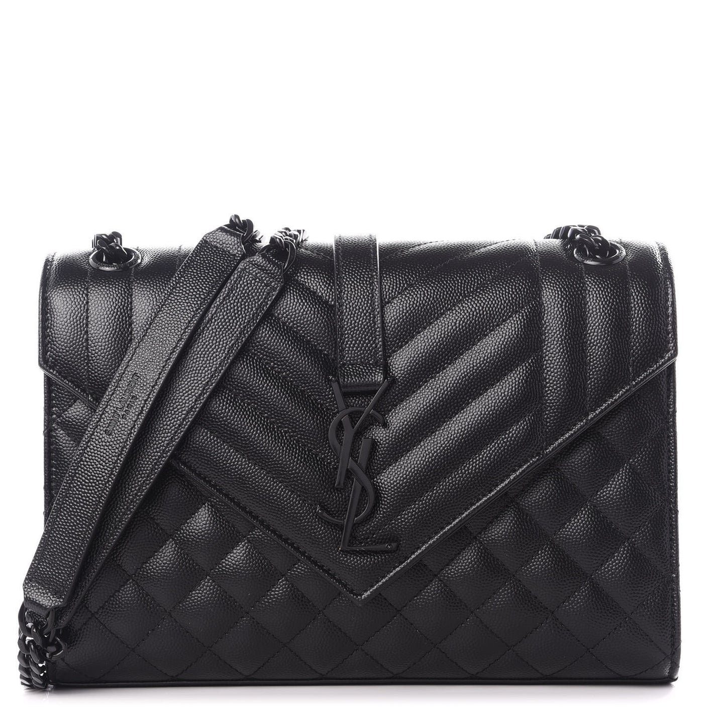 Grain De Poudre Textured Mixed Matelasse Triquilt Medium Monogram Satchel Black