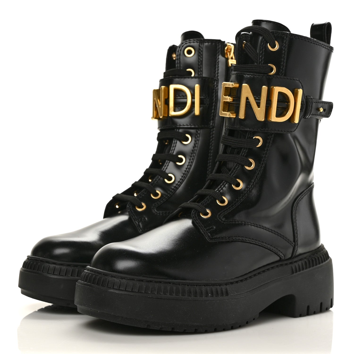 Fendi Vitello Abrasivato Fendigraphy 50mm Biker Boots 36 Black 3 of 9
