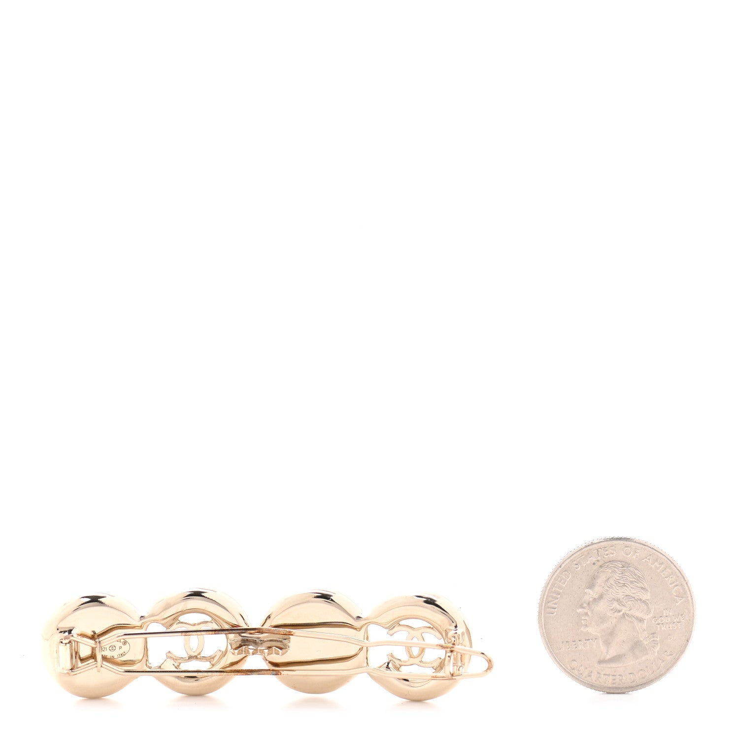 Chanel Pearl Coco Hair Clip Barrette Gold 2 of 4