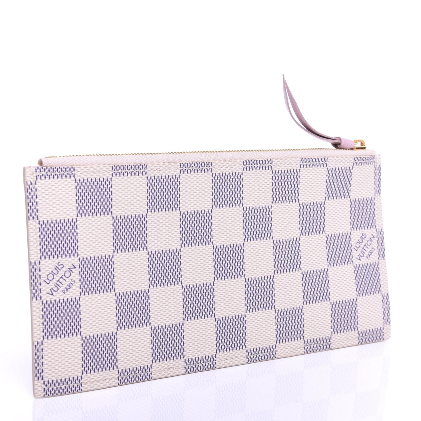 Damier Azur Felicie Chain Wallet Zippered Insert Rose Ballerine