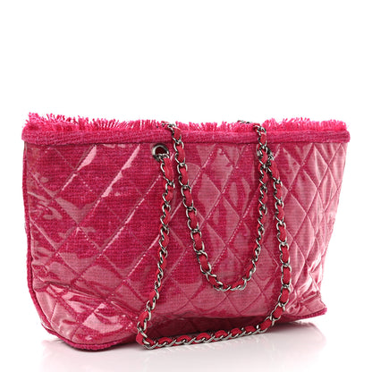Chanel Vinyl Quilted Funny Tweed Tote Fuchsia 3 of 12