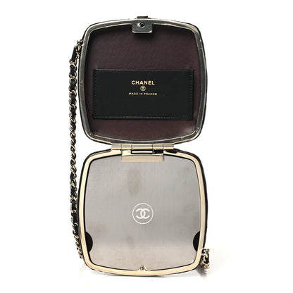Chanel Lambskin Quilted Compact Vanity Case Purse With Chain Black 5 of 12