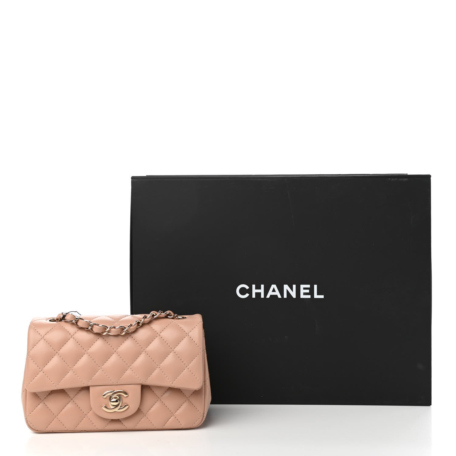 Chanel Lambskin Quilted Mini Rectangular Flap Beige 11 of 11