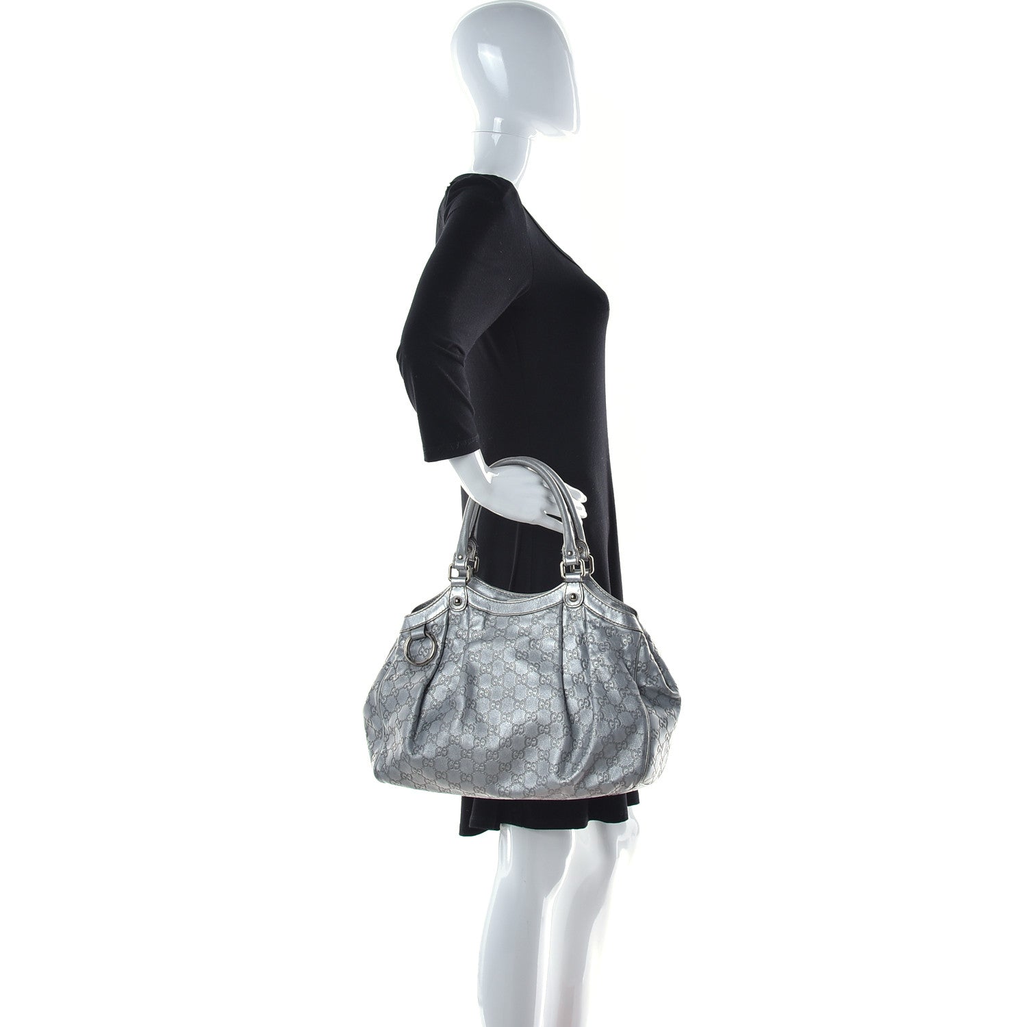 Gucci Guccissima Medium Sukey Tote Silver 3 of 18