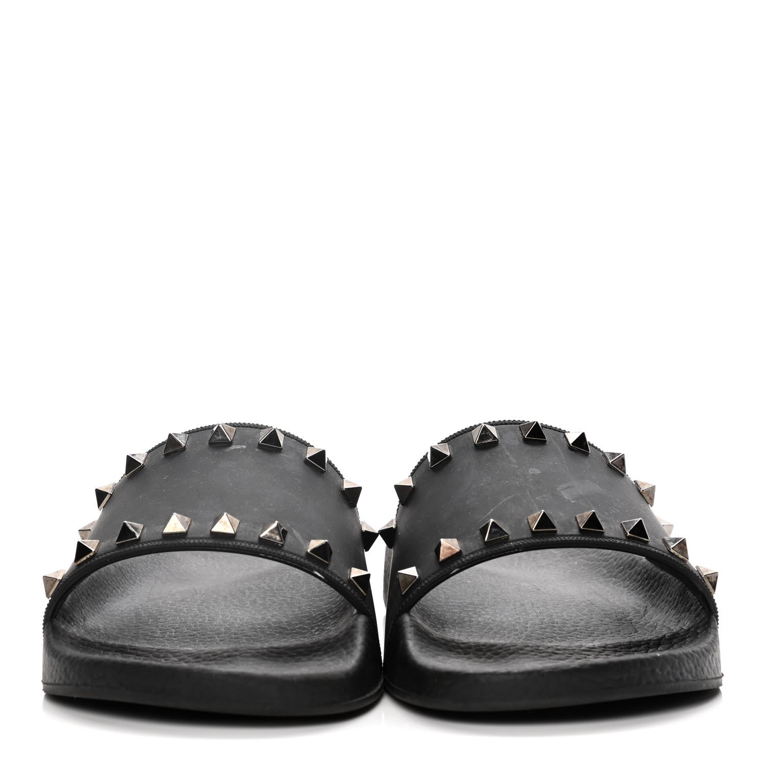Valentino Garavani Rubber Rockstud Slide Sandals 39 Black 2 of 15