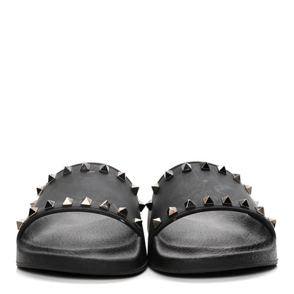 Valentino Garavani Rubber Rockstud Slide Sandals 39 Black 2 of 15