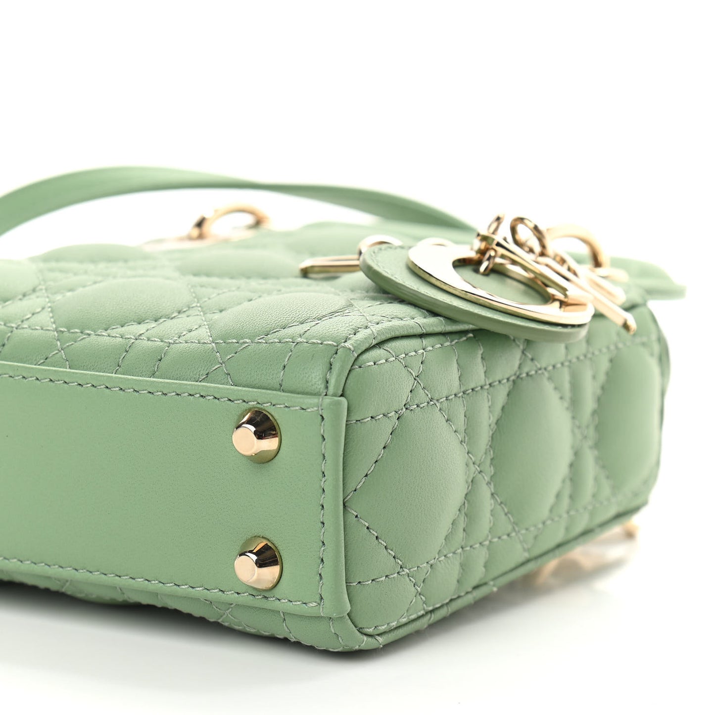 Lambskin Cannage Micro Lady Dior Green