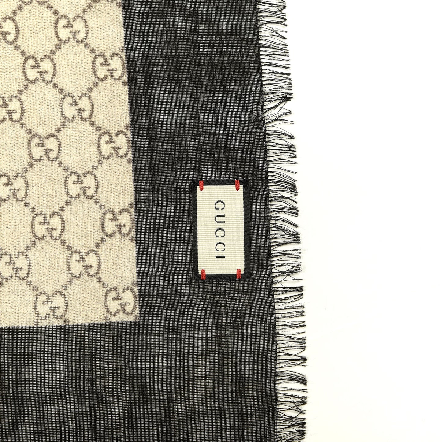 Wool GG Supreme Monogram Web Bee Scarf Beige