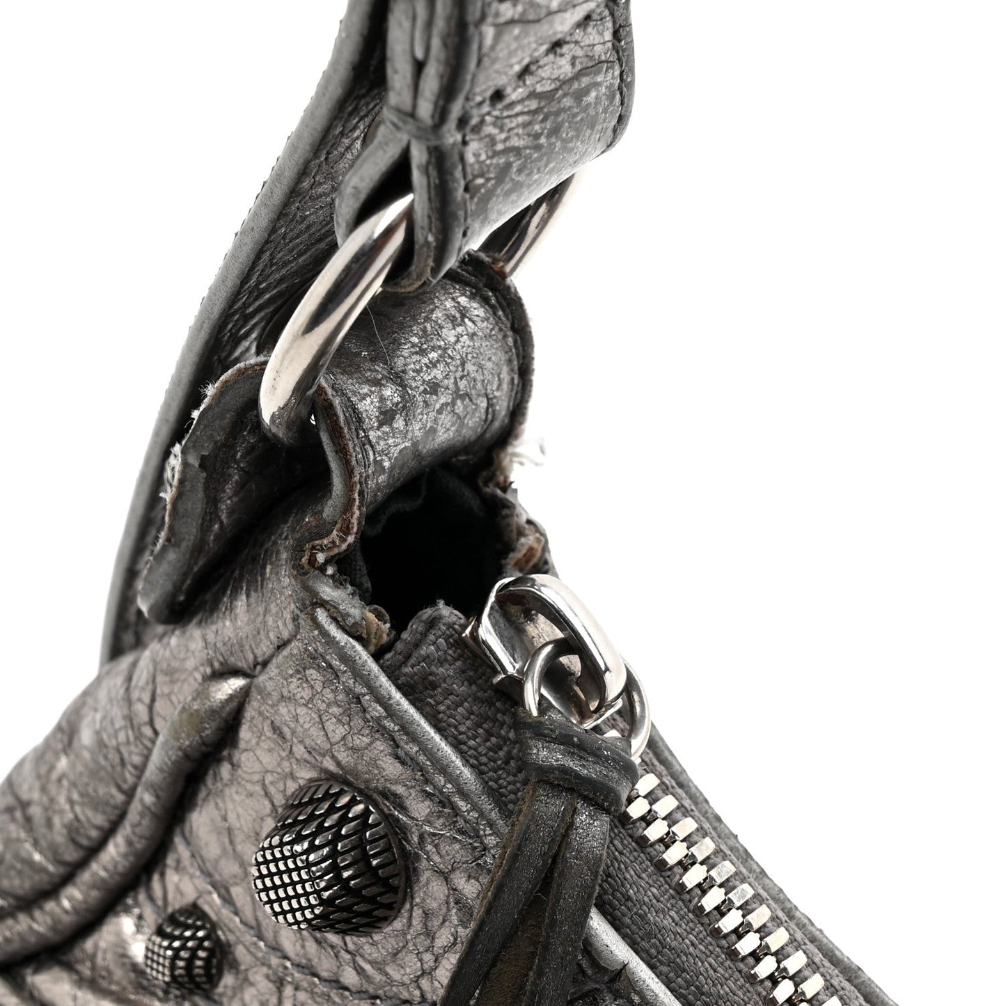 Metallic Agneau Arena Le Cagole Shoulder Bag XS Silver