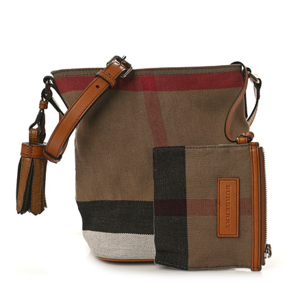 Burberry Canvas Mega Check Medium Ashby Bucket Bag Brown 1 of 8