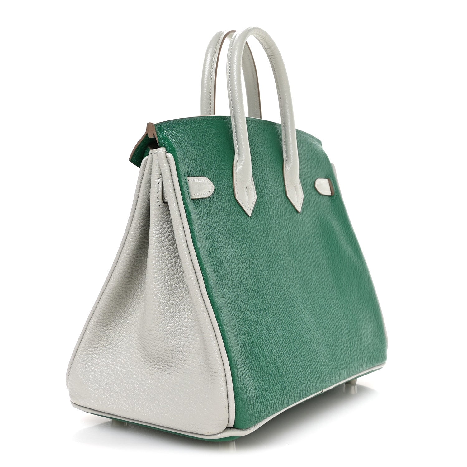 Hermes Chevre Mysore Horseshoe Birkin 25 Vert Vertigo Gris Perle