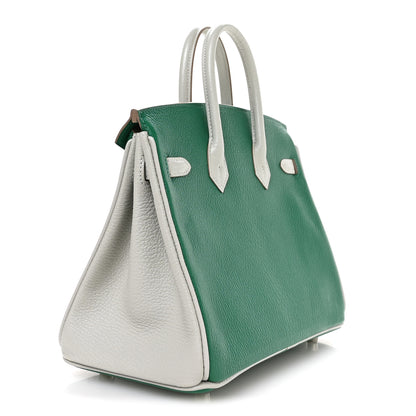 Hermes Chevre Mysore Horseshoe Birkin 25 Vert Vertigo Gris Perle 3 of 11