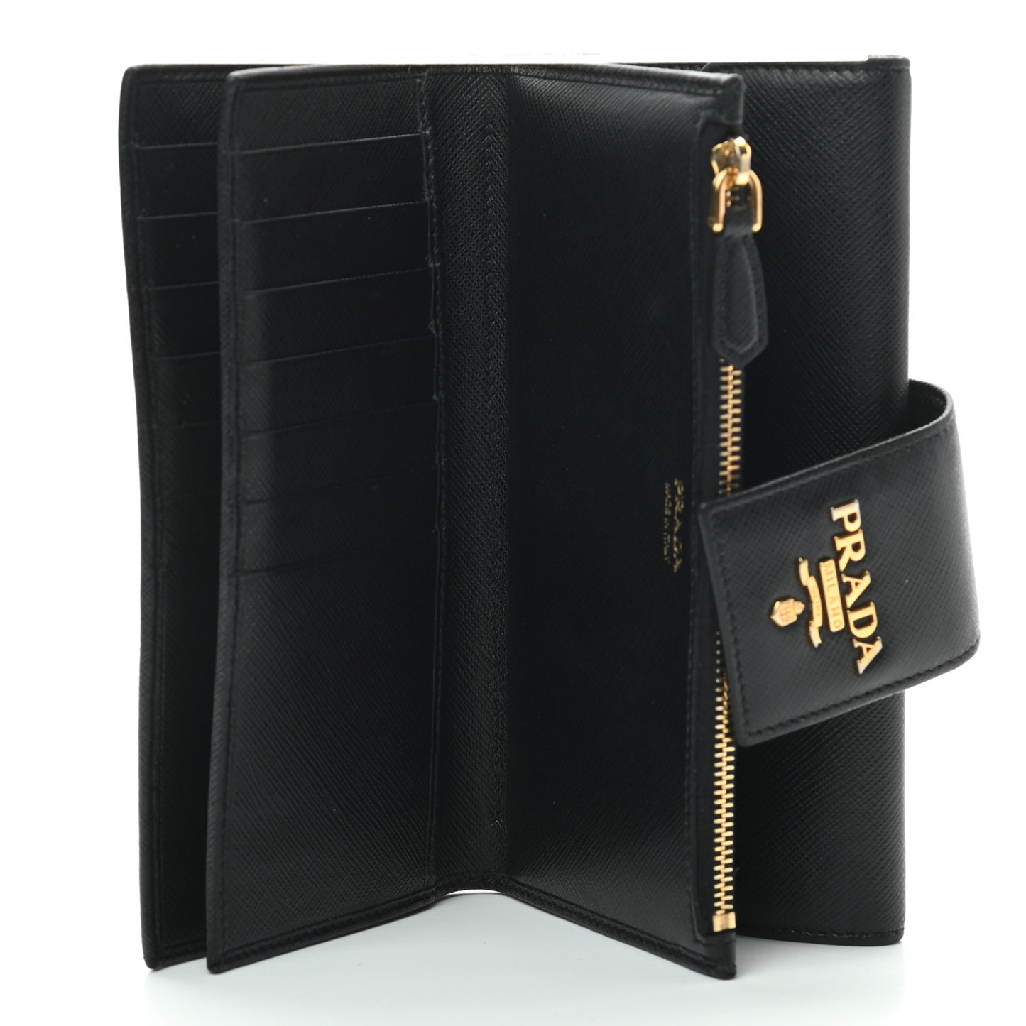Saffiano Metal Tab Wallet Black