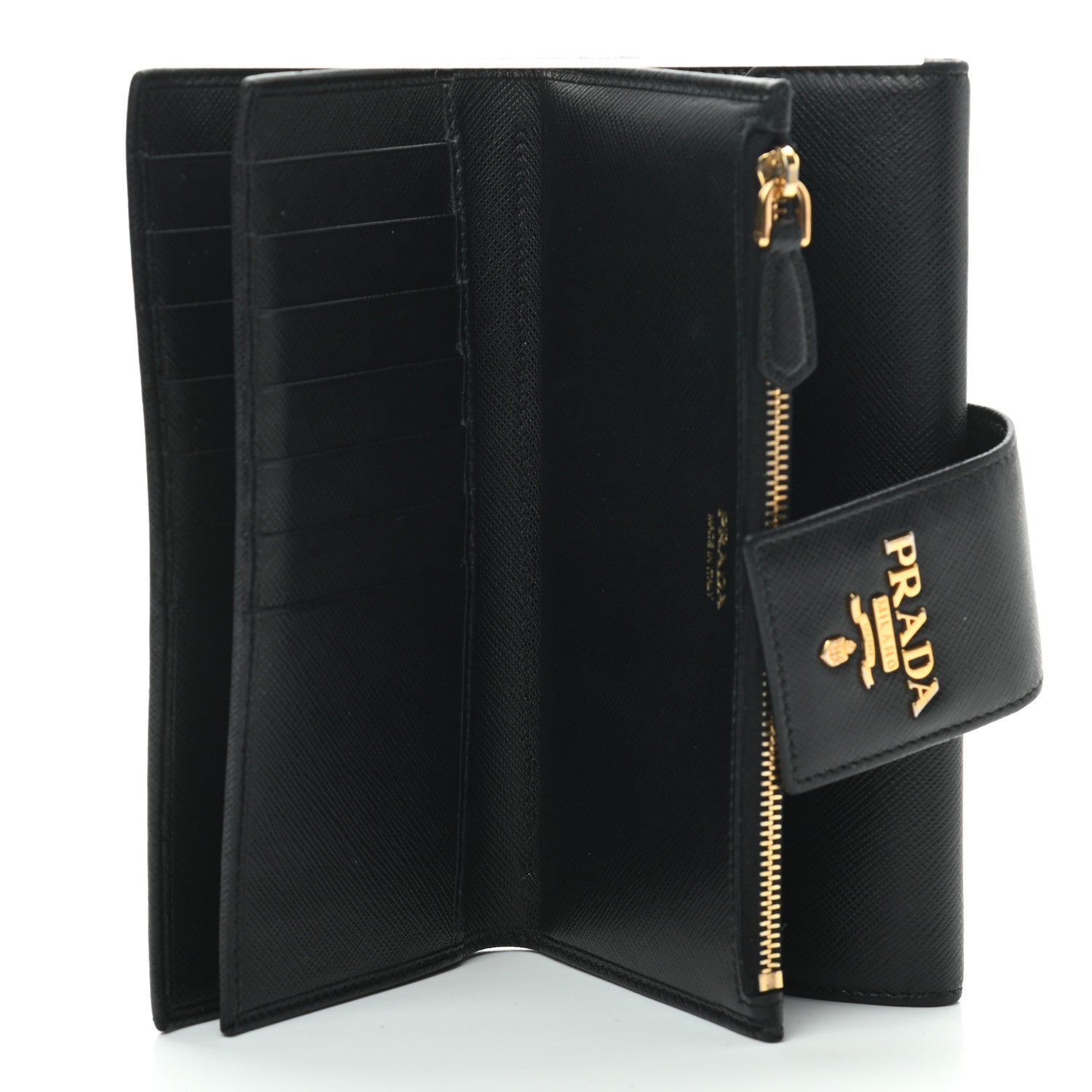 Prada Saffiano Metal Tab Wallet Black 5 of 6