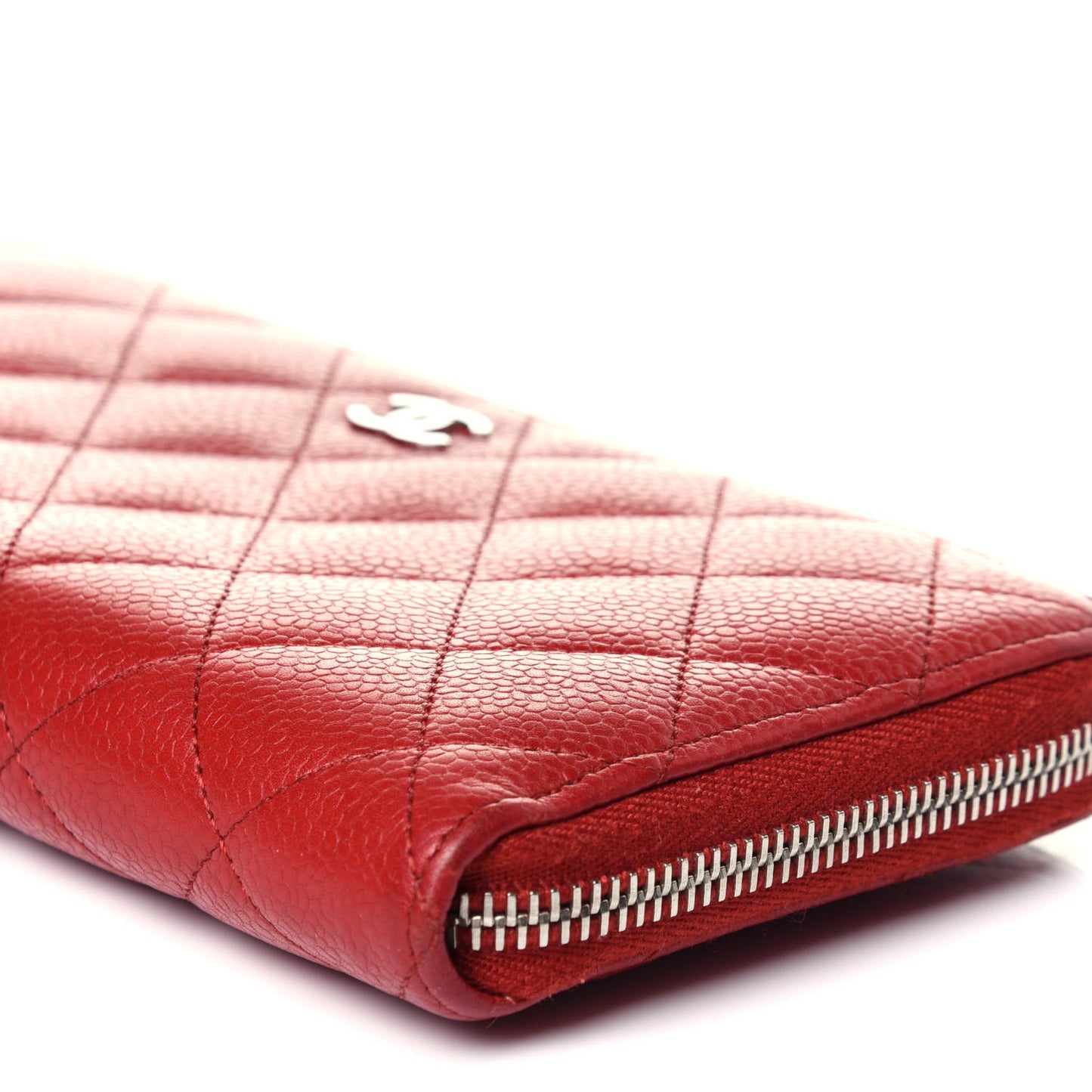 Caviar Quilted Large Gusset Zip Around Wallet Red