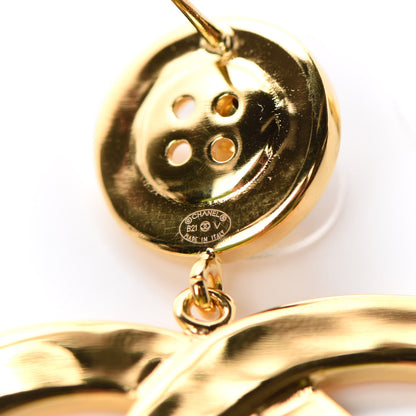 Chanel Metal Large Paris Button Earrings Gold 4 of 4