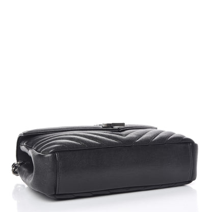 Saint Laurent Sheepskin Matelasse Chevron Monogram Medium College Bag Black 4 of 10