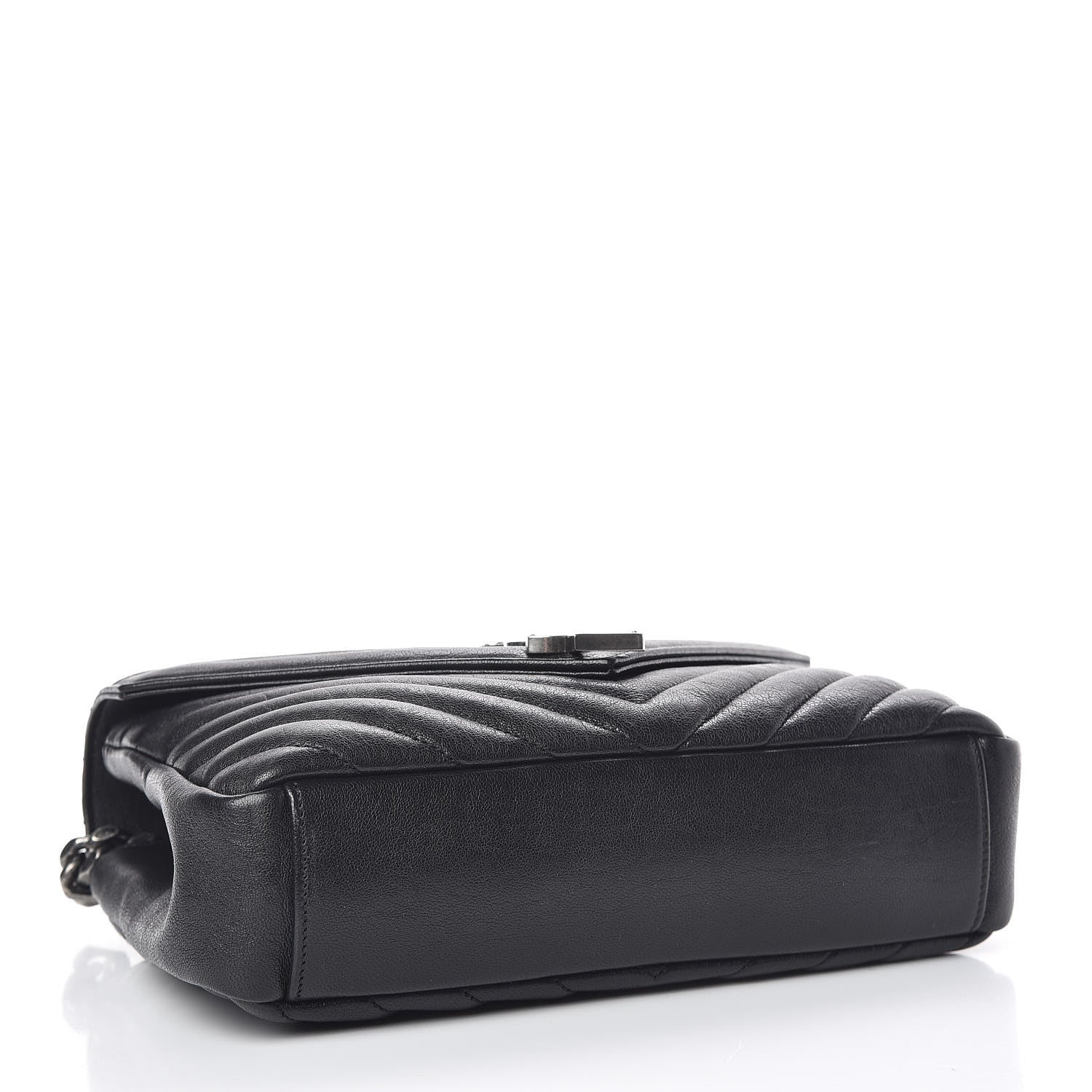 Saint Laurent Sheepskin Matelasse Chevron Monogram Medium College Bag Black 4 of 10