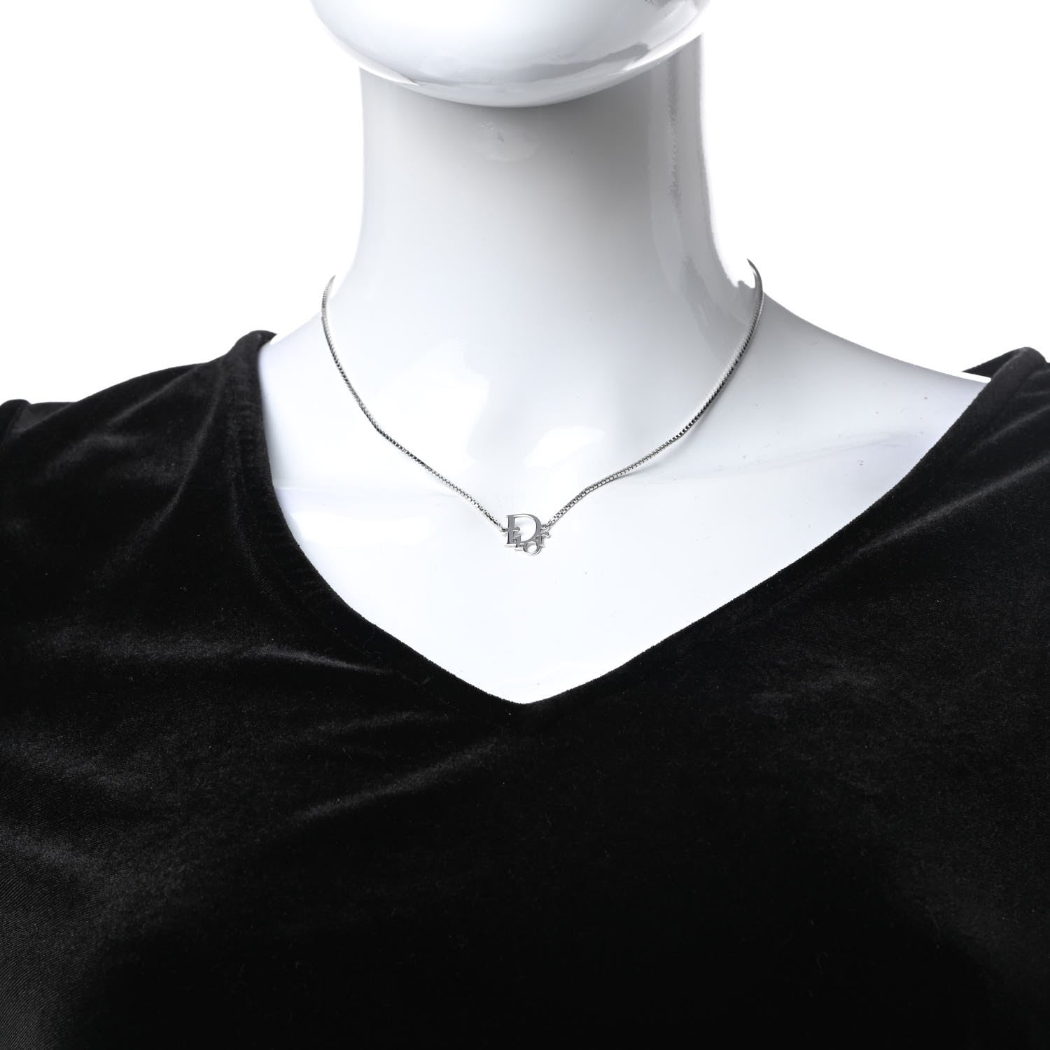 Christian Dior Metal Logo Necklace Silver 2 of 4