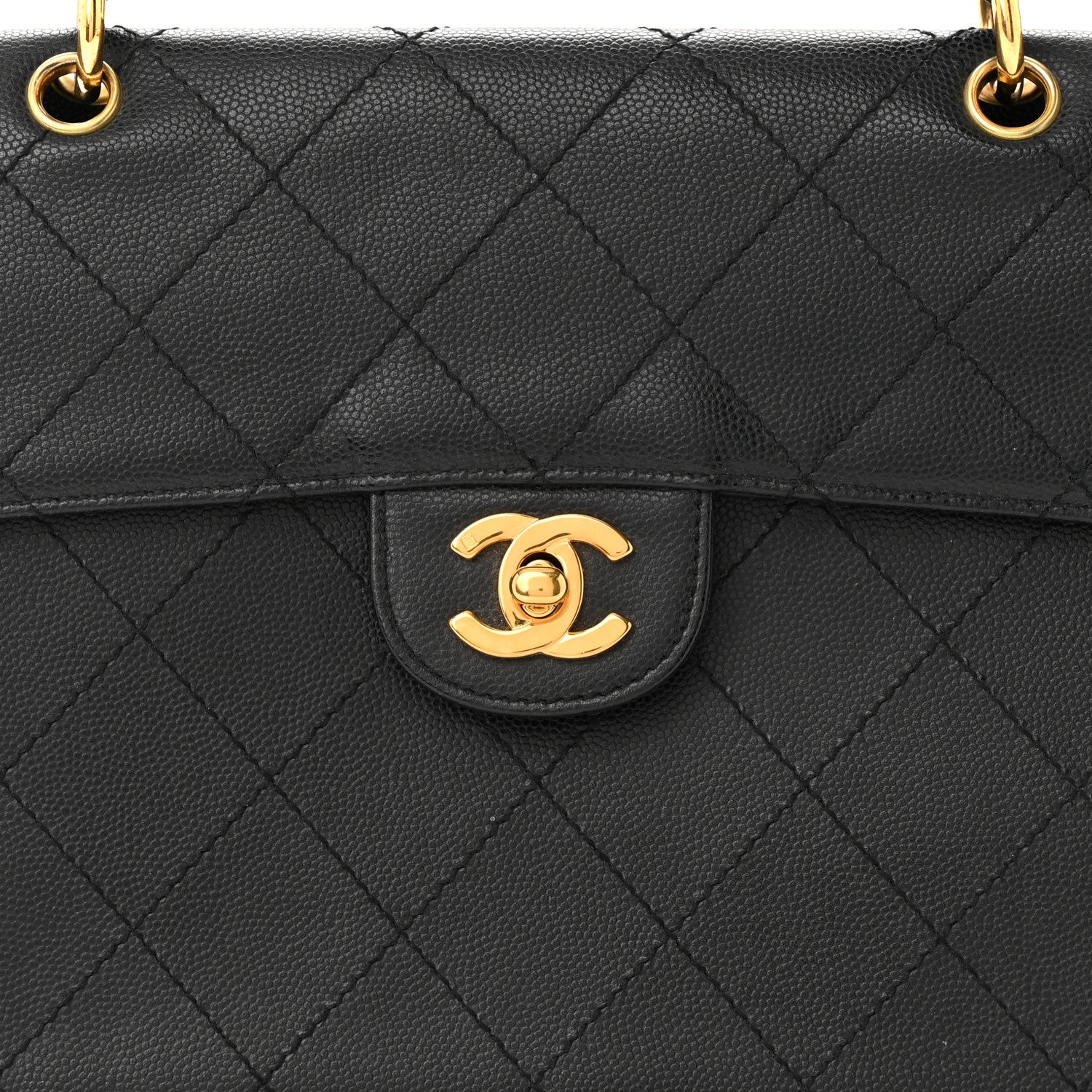 Chanel Caviar Diamond Stitched Square Flap Shoulder Bag Black 8 of 10