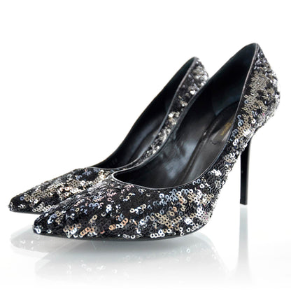Louis Vuitton Liza Sequin Embroidered Heels 39 Black 2 of 6