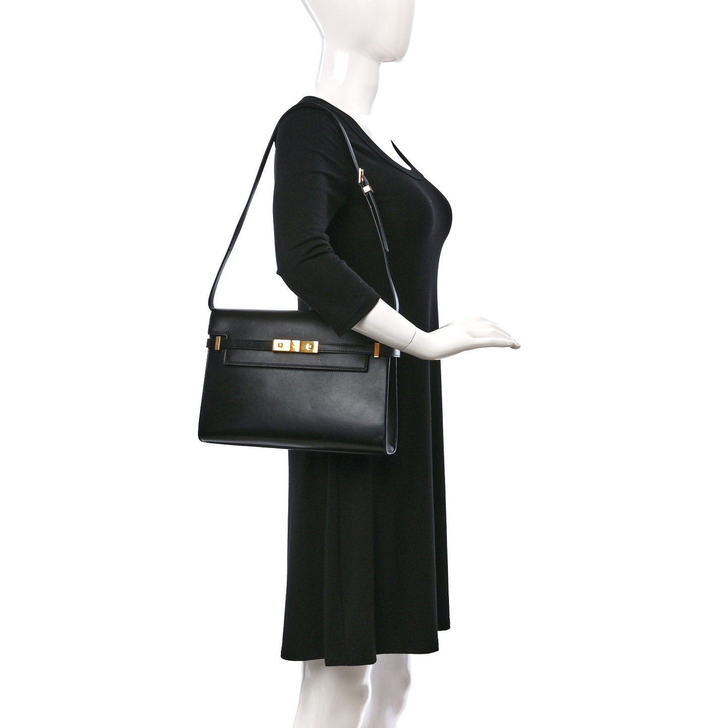 Smooth Calfskin Manhattan Shoulder Bag Black