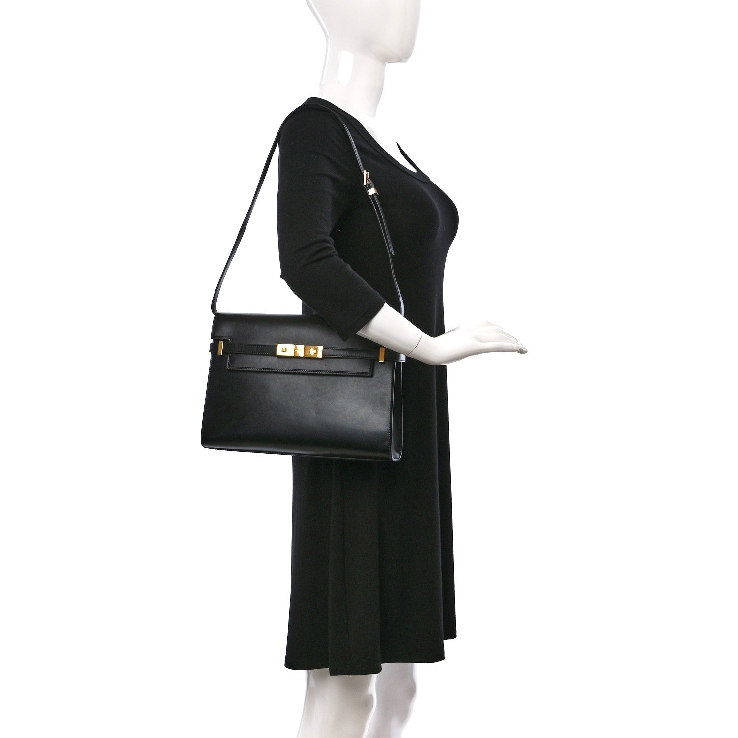 Saint Laurent Smooth Calfskin Manhattan Shoulder Bag Black 2 of 9