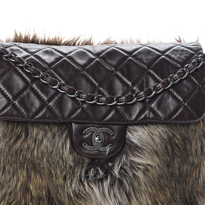 Chanel Lambskin Quilted Fantasy Fur Flap Brown 7 of 9