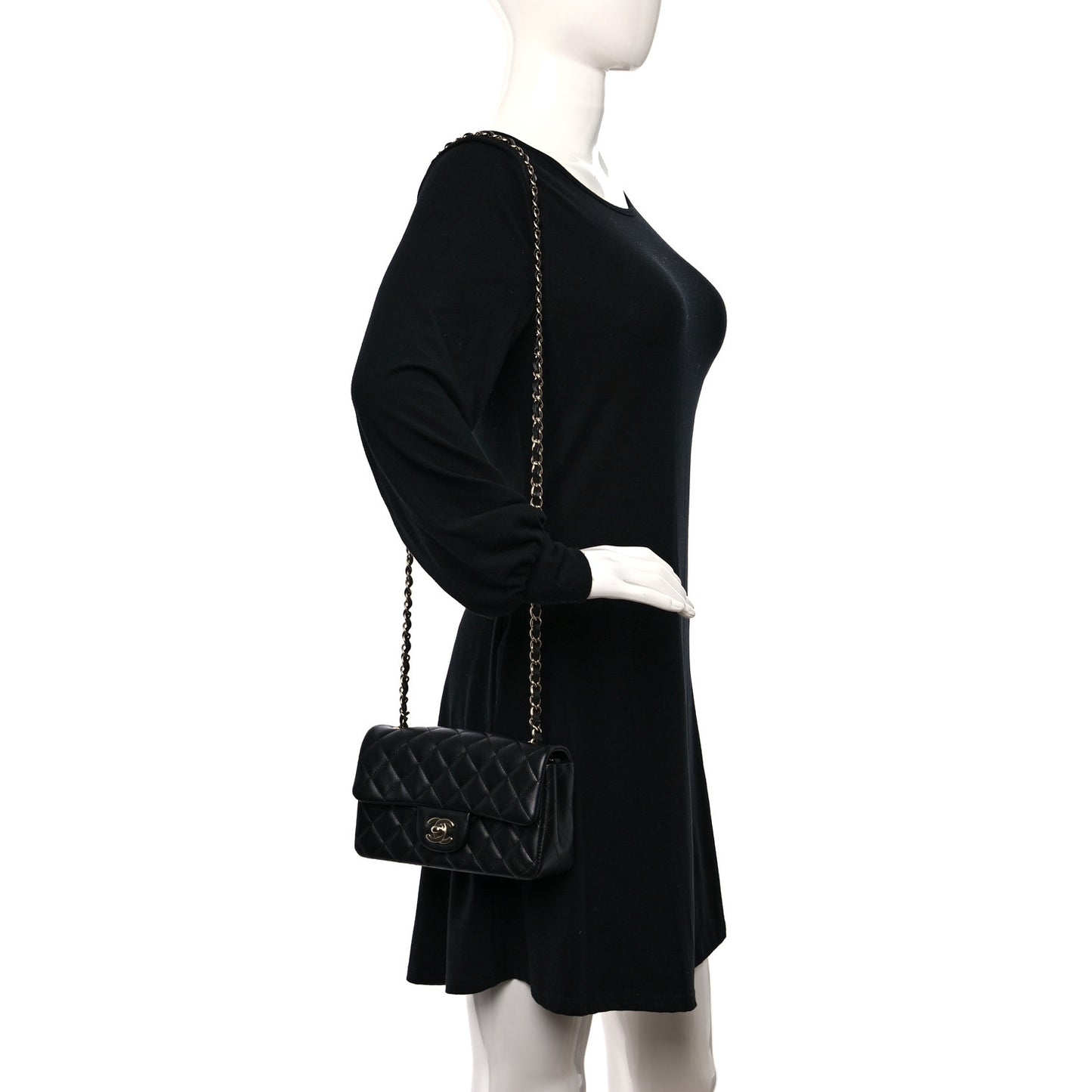Lambskin Quilted Mini Rectangular Flap Black