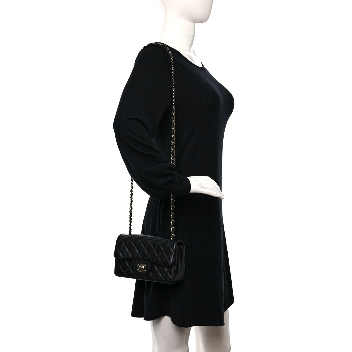 Chanel Lambskin Quilted Mini Rectangular Flap Black 3 of 10