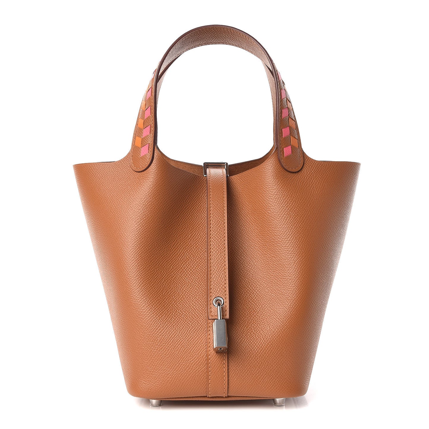 Epsom Tressage De Cuir Picotin Lock 18 PM Abricot Rose Azalee Gold