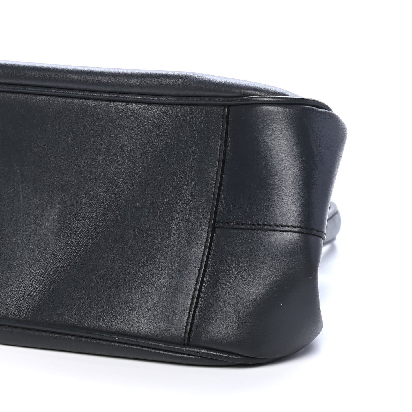 Calfskin Top Handle Frame Bag Black