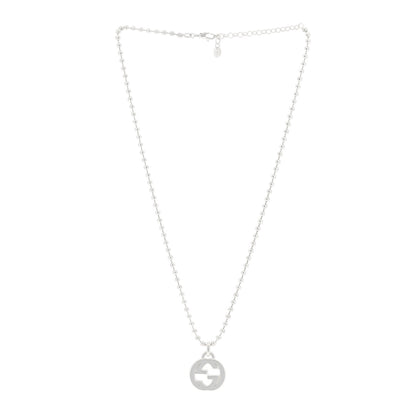 Gucci Sterling Silver Interlocking GG Pendant Beaded Necklace 2 of 3